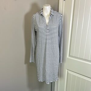 Frank and Eileen Tee Lab Dress Stripe Knee Length Polo Navy Blue White M NEW